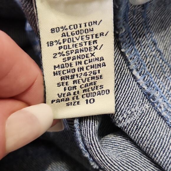 17/21 Dark Wash Stretch Decorative Stitching Zip Button Closure Slight Flare 10 - Picture 12 of 14